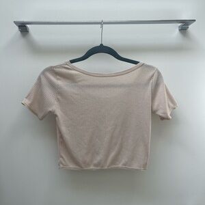 OAK + FORT Ribbed Beige Crop Top